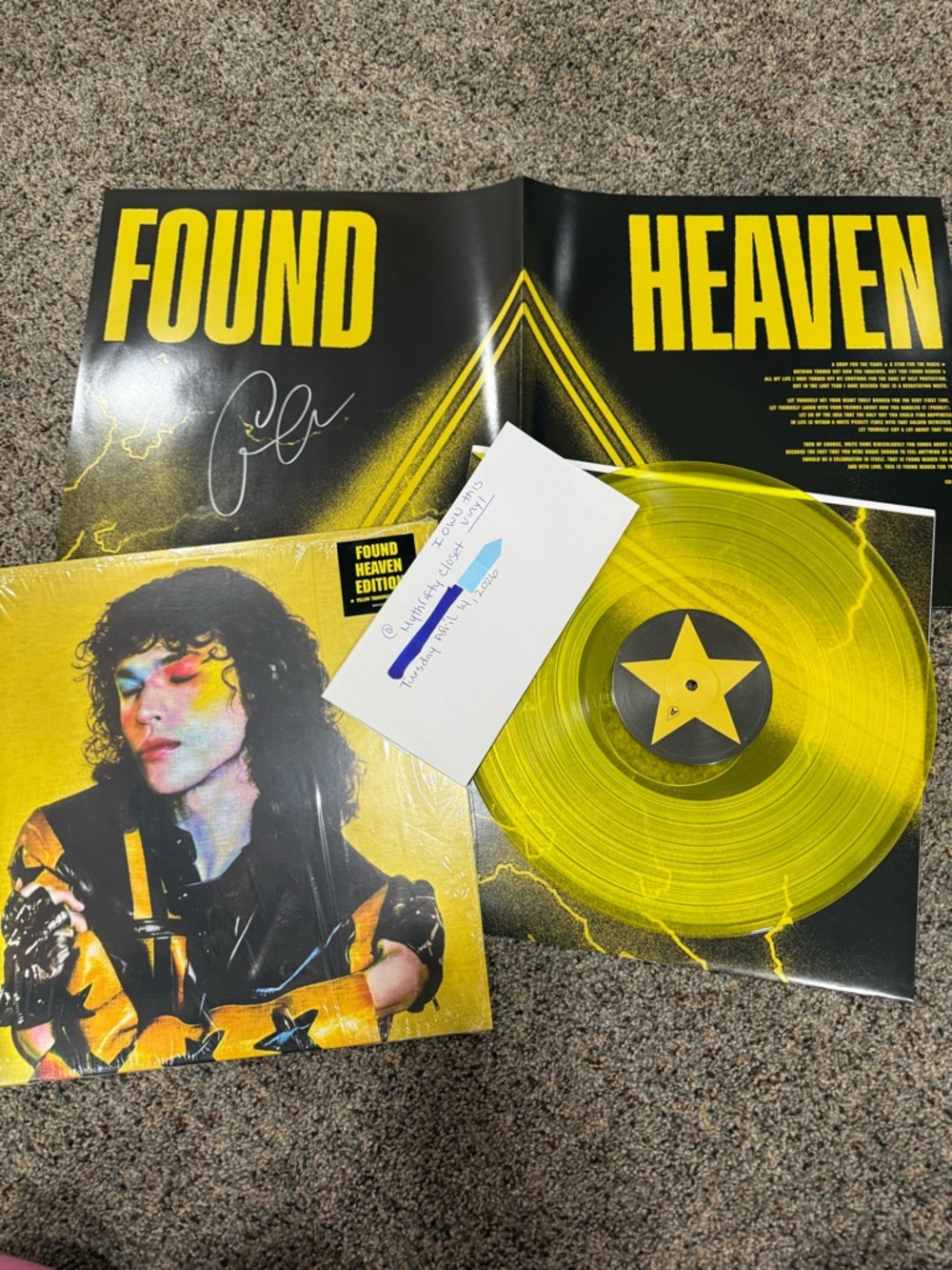 Conan gray found heaven yellow vinyl with signed giant poster